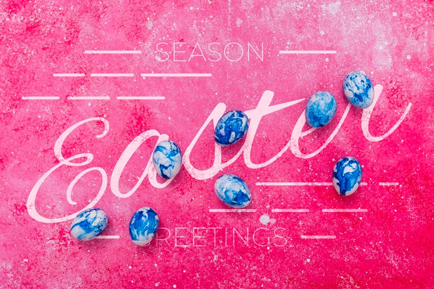 Lettering Easter Mockup With Eggs Psd