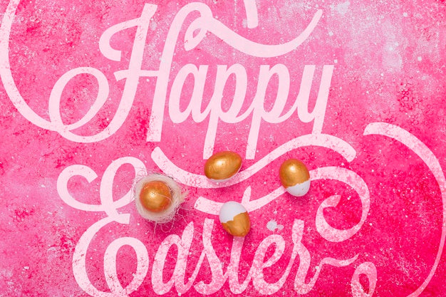 Lettering Easter Mockup With Eggs Psd
