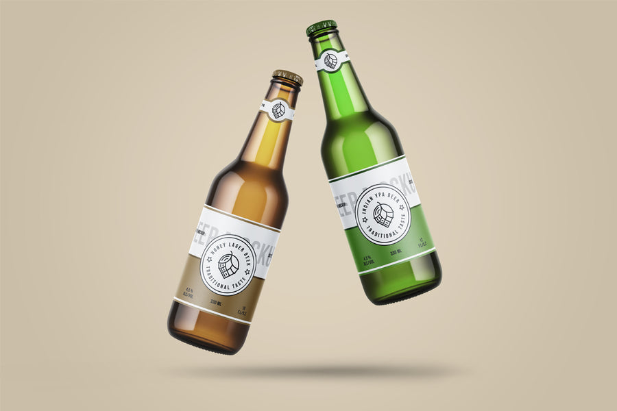 Levitating Beer Bottle Mockup