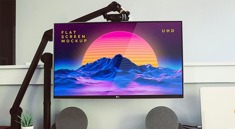 Lg Flat Screen Monitor Mockup Psd
