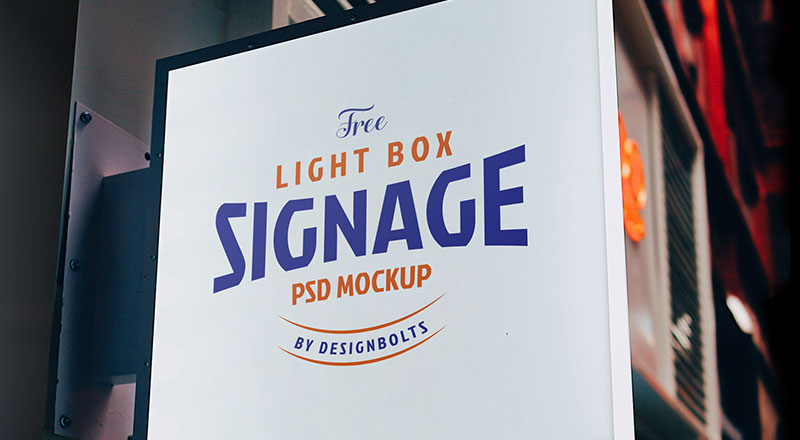 Light Box Signage Board Mockup Psd