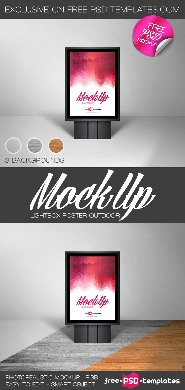 Lightbox Poster Outdoor Mock-Up In Psd