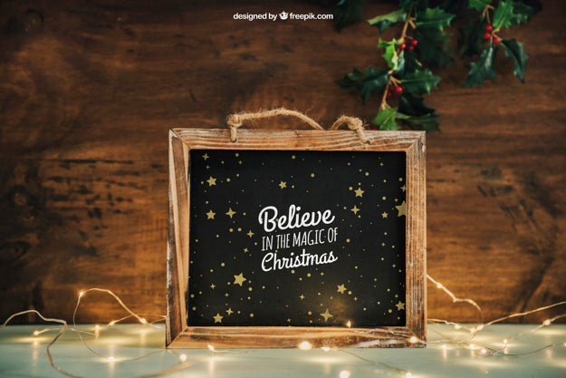Lights Mockup With Christmtas Design Psd