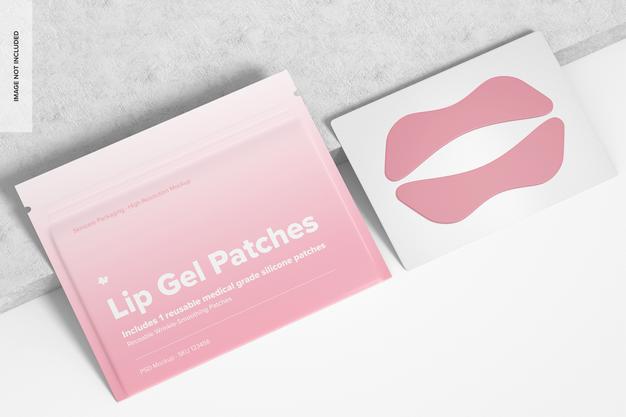 Lip Gel Patches Packaging Mockup, Perspective View Psd