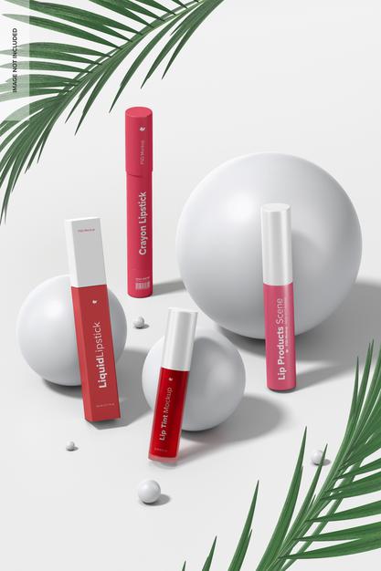 Lip Products Scene Mockup Psd