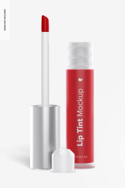 Lip Tint Tube Mockup, Opened Psd