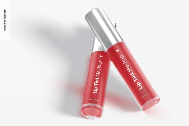 Lip Tint Tubes Mockup, Perspective View Psd