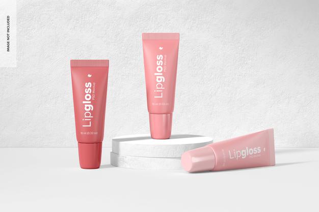 Lipgloss Tubes Mockup, Front View Psd