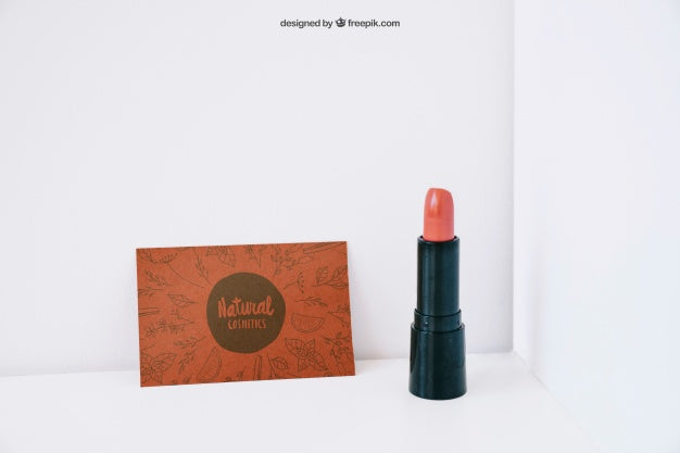Lipstick And Card Mockup Psd