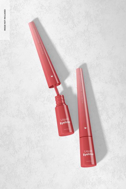 Liquid Eyeliners Mockup, Top View Psd