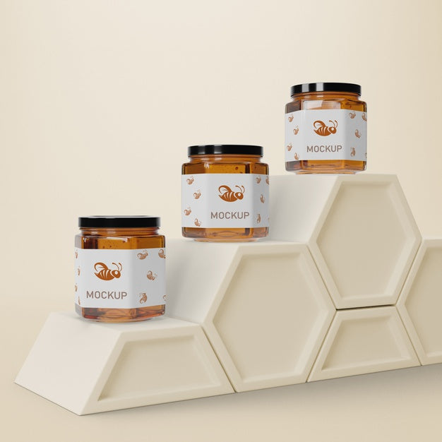 Liquid Honey In Jars On Table Psd