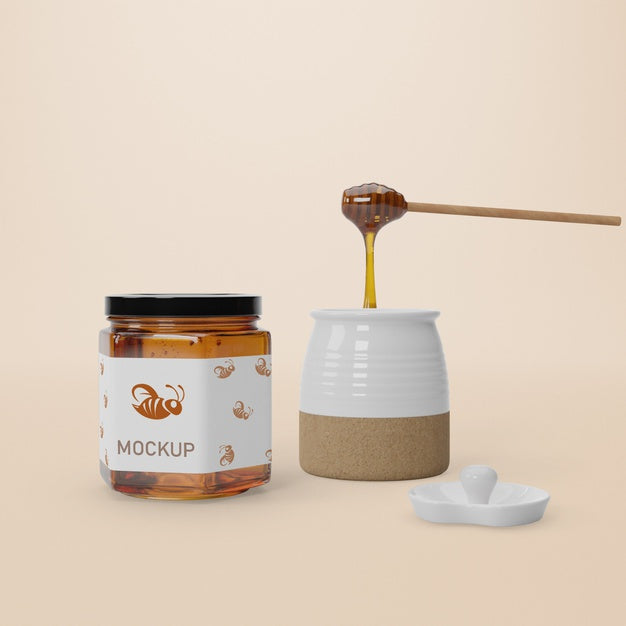 Liquid Honey In Jars Psd