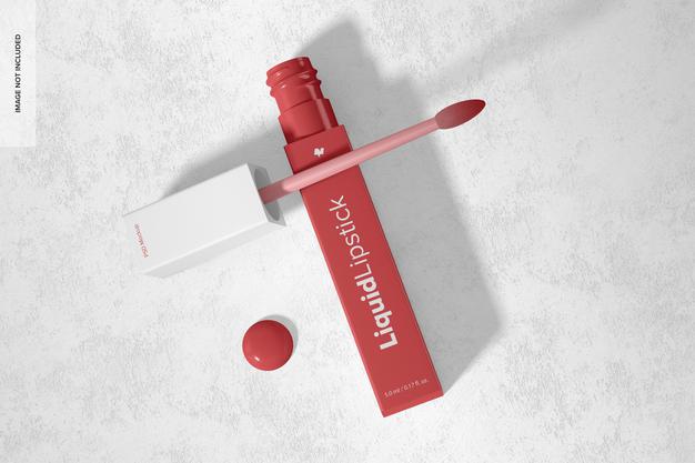 Liquid Lipstick Tube Mockup, Top View Psd