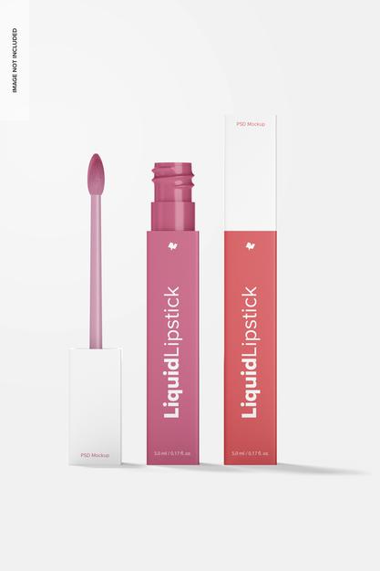 Liquid Lipstick Tubes Mockup, Opened And Closed Psd