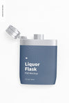 Liquor Flask With Plastic Wrap Mockup, Top View Psd