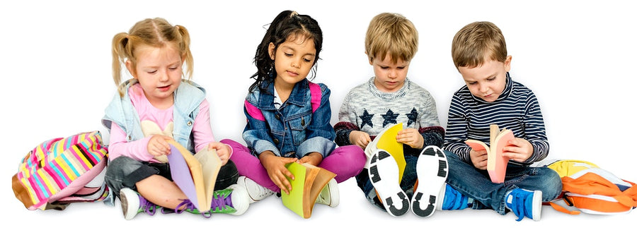 Little Children Reading Books Smiling