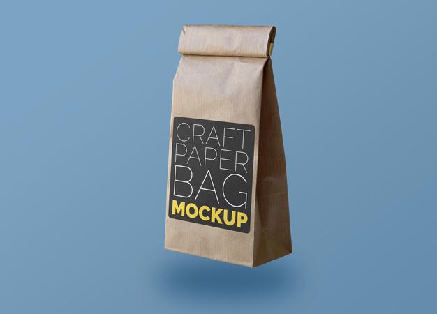 Little Craft Paper Bag With Black Label Mockup Psd