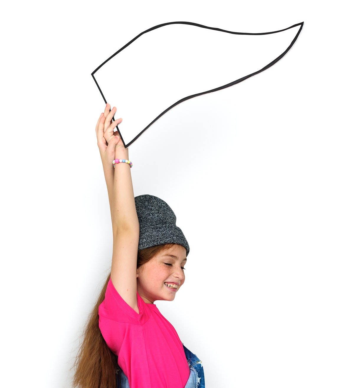 Little Girl Smiling Happiness Banner Flag Copy Space Portrait