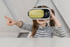 Little Girl With Virtual Reality Headset Pointing Psd