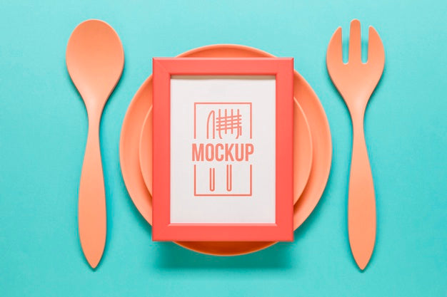 Living Coral Composition With Frame Mock-Up Psd