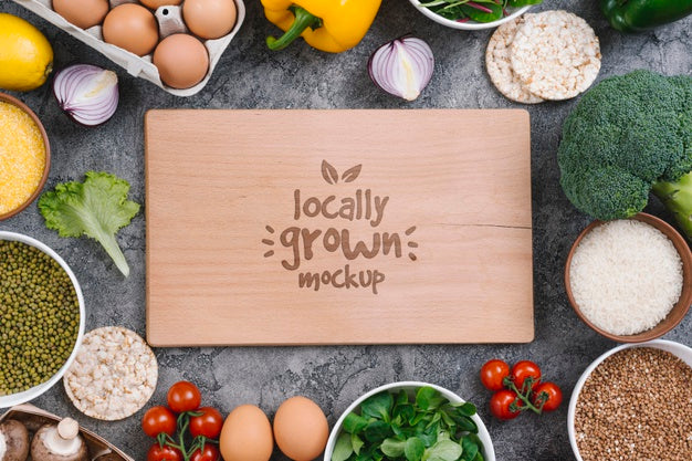 Locally Grown Vegan Food Mock-Up Psd