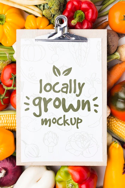 Locally Grown Veggies Mock-Up On Clipboard Psd