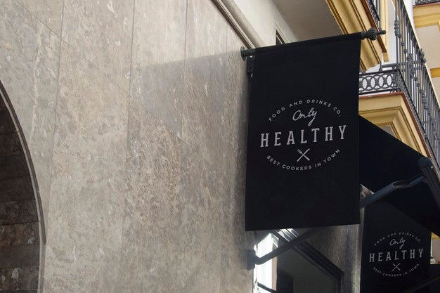 Logo Mockup Black Flag Sign Psd