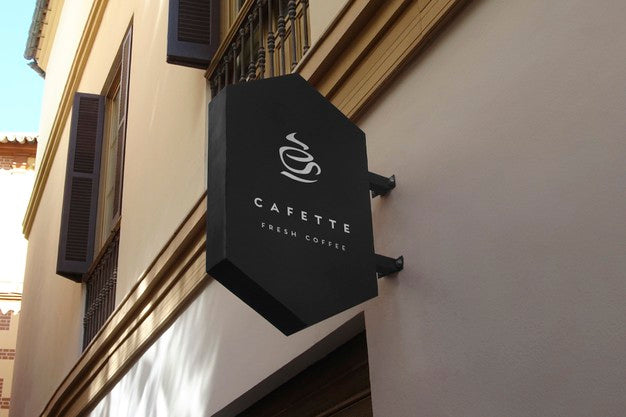 Logo Mockup Black Hexagon Sign Psd