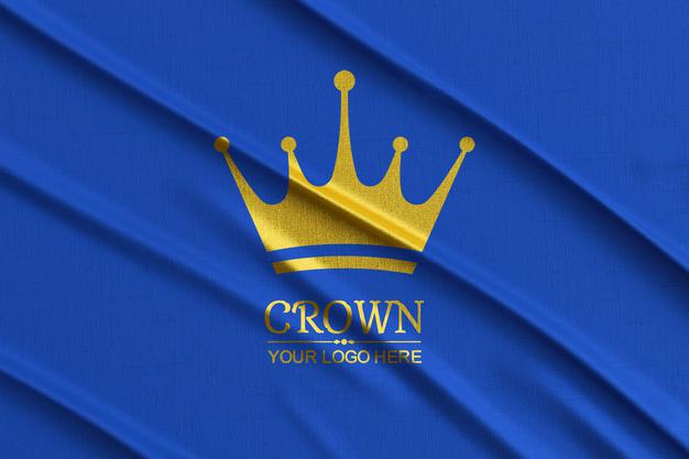 Logo Mockup On A Blue Fabric Psd