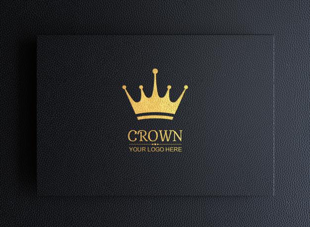 Logo Mockup On Black Leather Psd