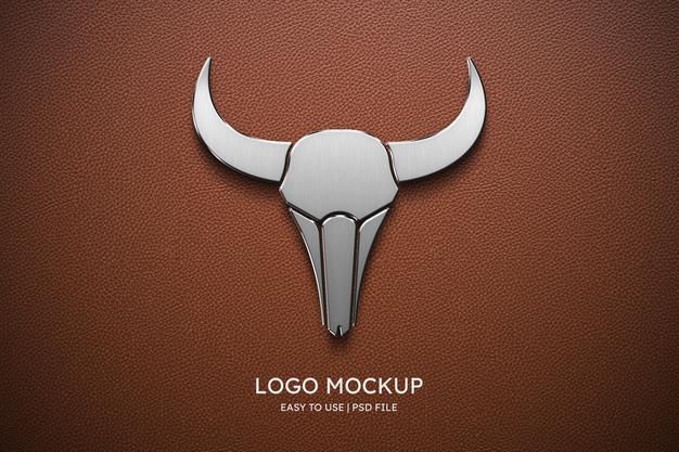 Logo Mockup On Brown Leather Psd