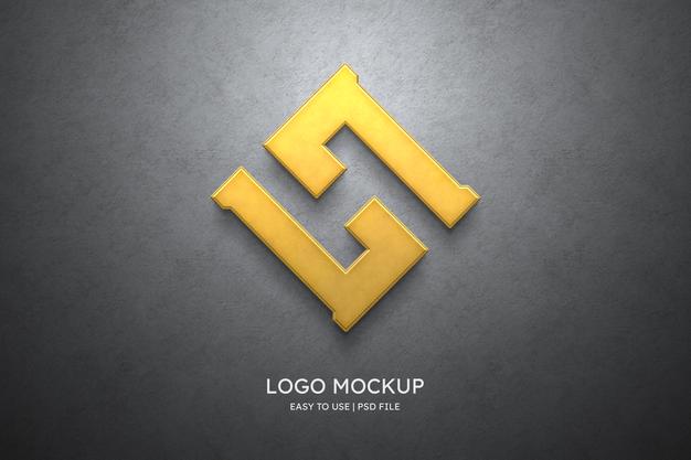 Logo Mockup On The Grey Wall Psd