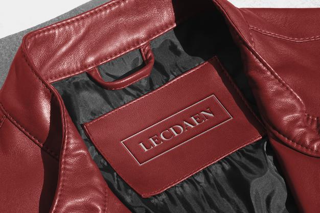 Logo Mockup Red Leather Jacket Label Psd