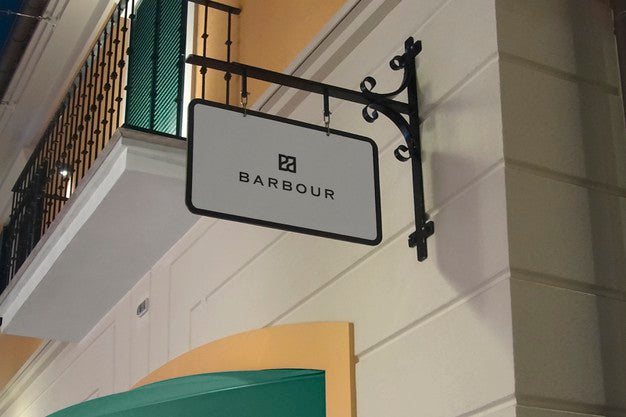 Logo Mockup White Hanging Sign Psd