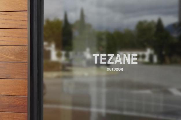 Logo Mockup Window Sign Wood Wall Psd