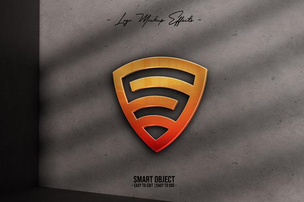 Logo Mockup With 3D Logo And Room Psd
