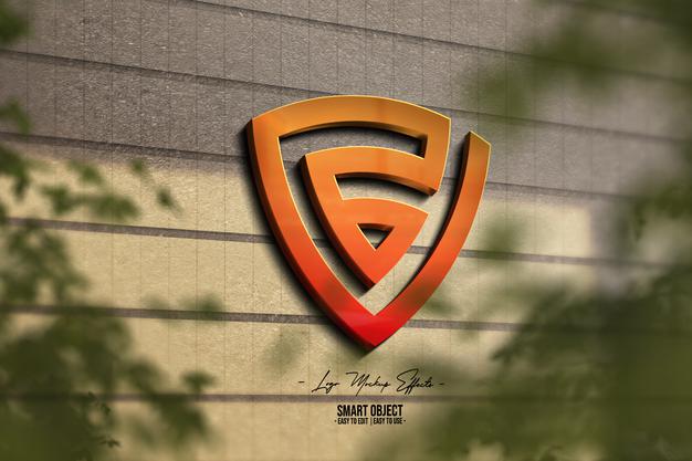Logo-Mockup-With-3D-Logo-In-Wall Psd