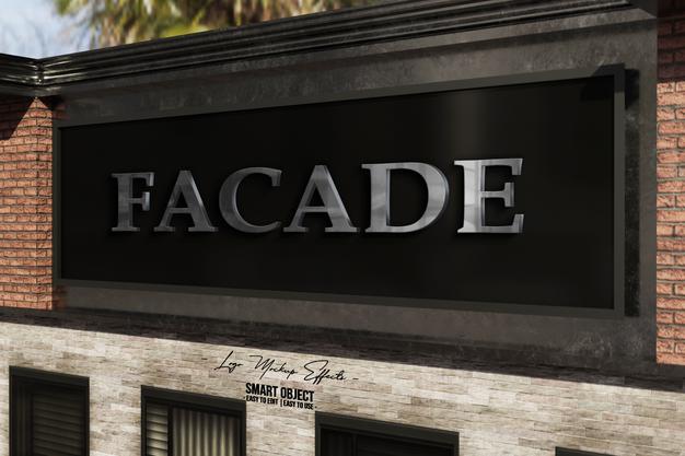 Logo Mockup With Facade Psd