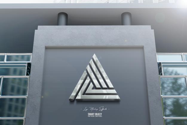 Logo Mockup With Facade Psd