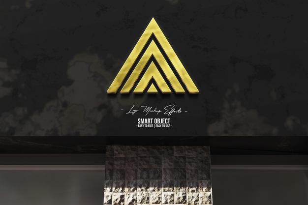 Logo Mockup With Night Lamp Effect Psd