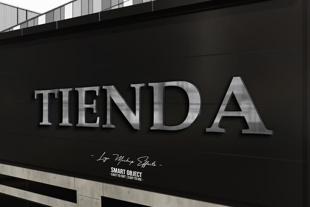 Logo Mockup With Silver Effect Psd