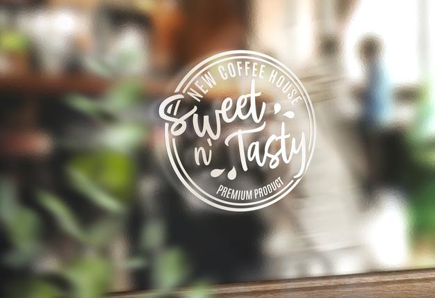 Logo On A Business Glass Showcase Mockup Psd