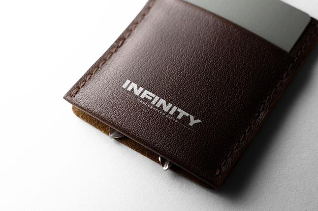 Logo On A Leather Wallet Mockup Psd