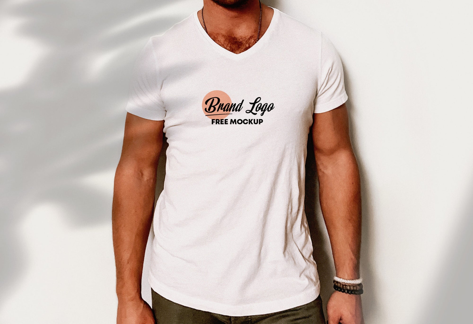 Logo On V Neck T-Shirt Mockup