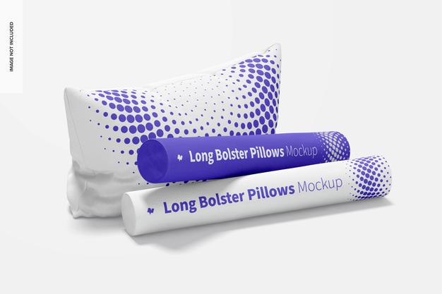 Long Bolster Pillows Mockup, Perspective Psd