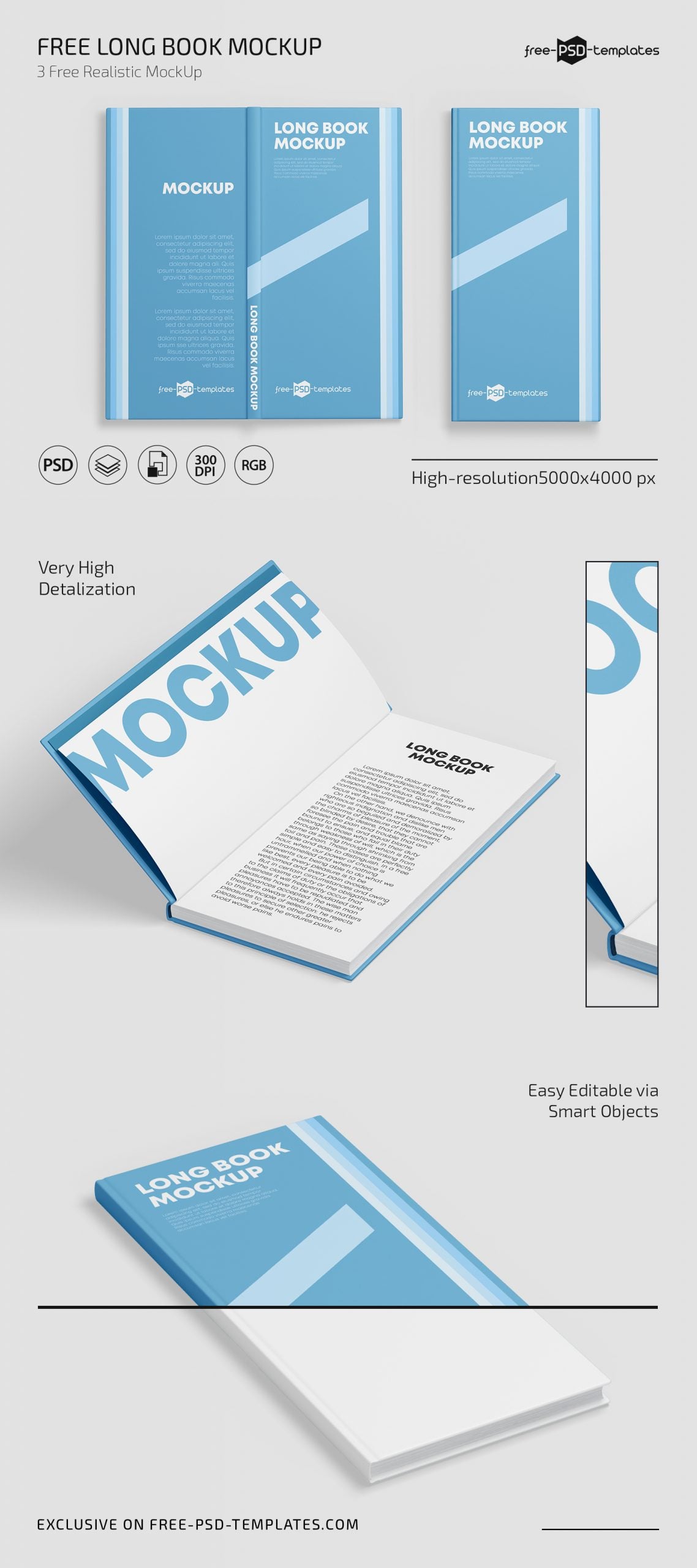 Long Book Mockup Psd Template