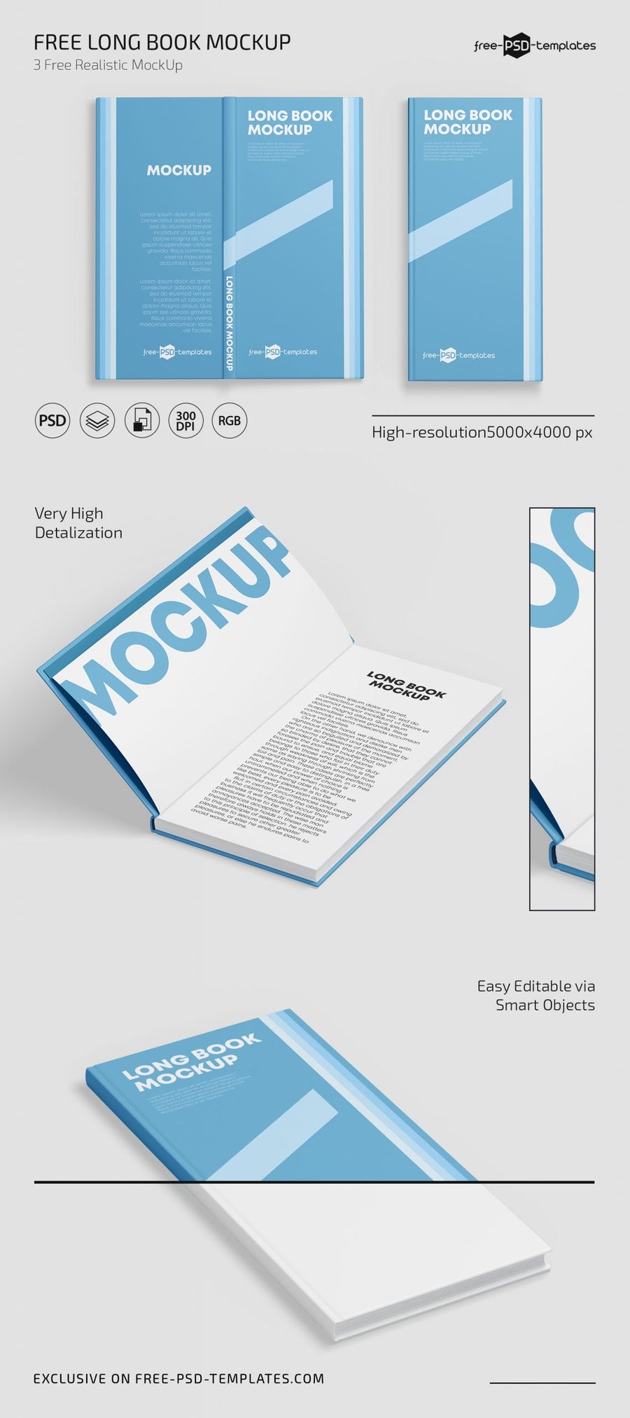 Long Book Mockup Psd Template