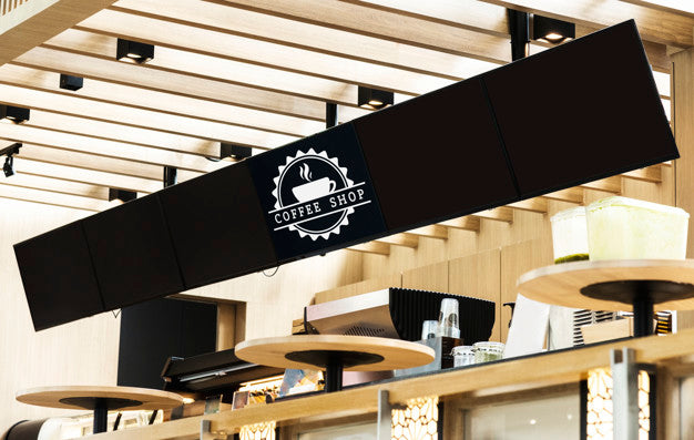 Long Mockup Sign For Menu In A Cafe Psd