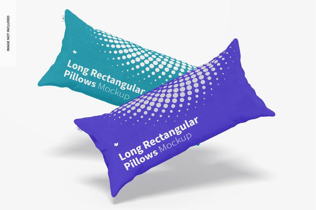 Long Rectangular Pillows Mockup, Falling Psd
