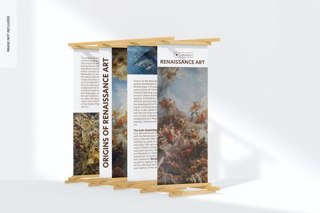 Long Wood Exhibition Display Mockup, Front View Psd